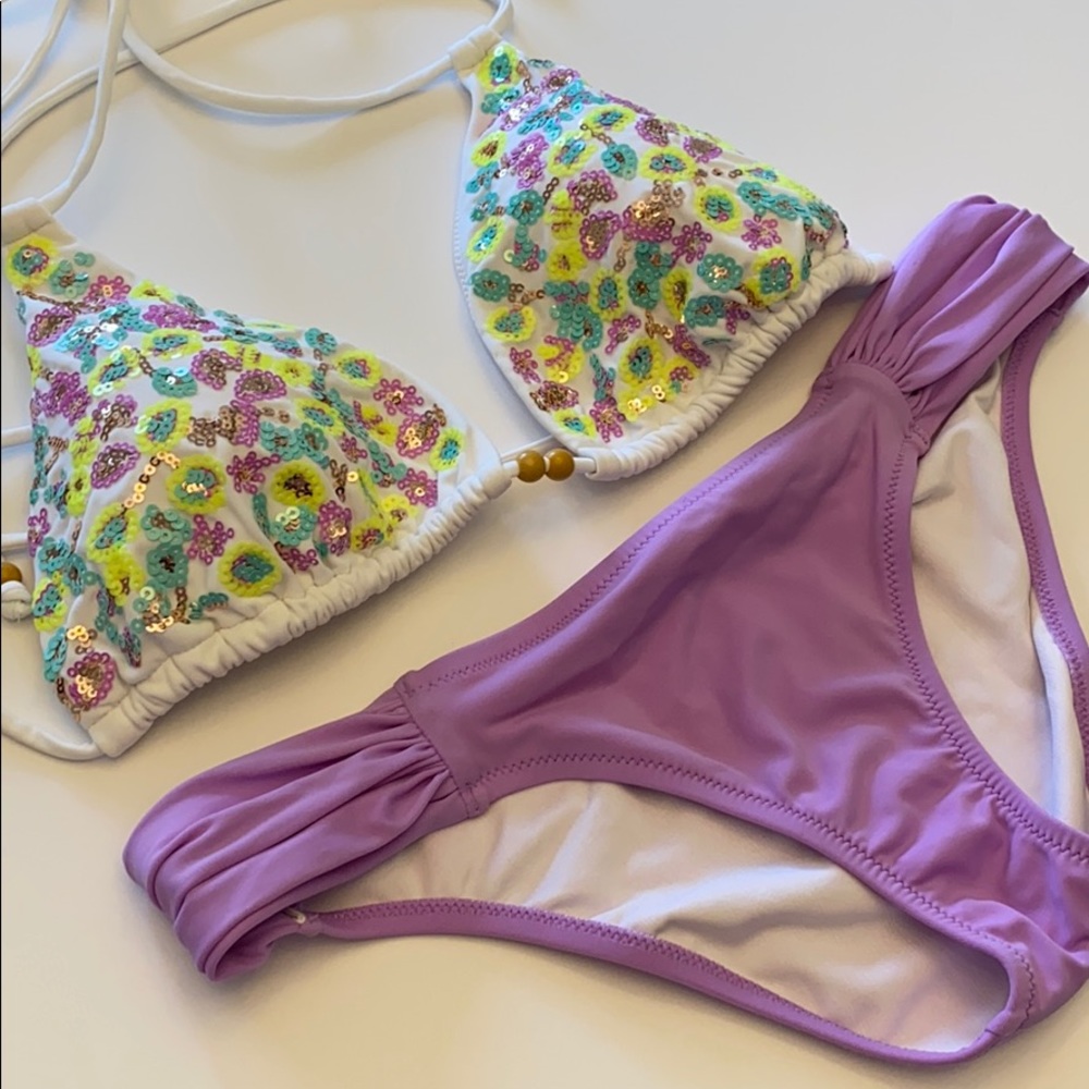 Victoria’s Secret White & Purple Sequin Bikini